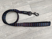 Hem & Boo Padded Dog Lead Skye Black & Blue 1" x 48"