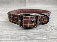 Hem & Boo Brown Check Collar XLarge 1" x 22-26"