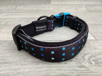 Hem & Boo Padded Neopreme Dog Collar Skye Black & Blye Large 45-60cm