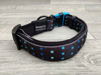Hem & Boo Padded Adjustable Collar Black & Blue 25-35cm