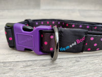 Hem & Boo Padded Neopreme Nylon Spotty Dog Collar Large 1.25" x 18-26"