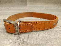 Rosewood Tan Leather Studded Dog Collar Large 2.5cm x 45-55cm