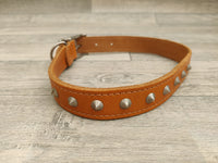 Rosewood Tan Leather Studded Dog Collar Large 2.5cm x 45-55cm