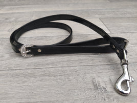 Ancol Dog Lead Designer Diamante Shiny Black 15mm X 1m