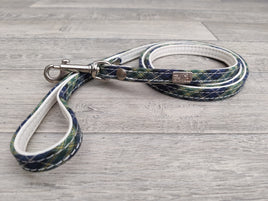 Hi Craft Leather Westie Blue Tartan Lead 13mm x 120cm