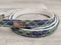 Hi Craft Leather Westie Blue Tartan Lead 13mm x 120cm