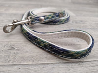 Hi Craft Leather Westie Blue Tartan Lead 13mm x 120cm