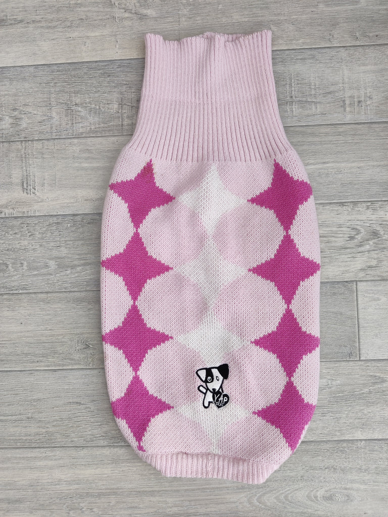 Yap Alpine Pink Check Dog Jumper Sweater 16" 41-49cm Cockerpoo
