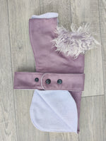 Chelsea Lilac Dog Coat In Faux Suede With Fur Collar 46cm (18") Spaniel Corgi