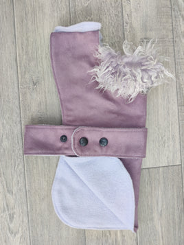 Chelsea Lilac Dog Coat In Faux Suede With Fur Collar 46cm (18") Spaniel Corgi