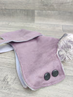 Chelsea Lilac Dog Coat In Faux Suede With Fur Collar 35cm (14") Border Terrier Jack Russell