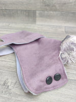 Chelsea Lilac Dog Coat In Faux Suede With Fur Collar 35cm (14") Border Terrier Jack Russell