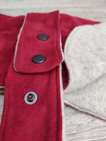 Chelsea Red Dog Coat In Faux Suede With Fur Collar 25cm (10") Yorkie Lhasa Apso