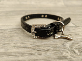 Lazy Bones Black Diamante Collar 1.2cm X 24-34cm