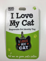Wags & Whiskers Engravable Cat ID Tag Bag Charm Key Rings Lots Of Variations