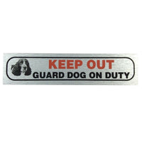 Metallic Style Dog Warning Stickers 17x4cm