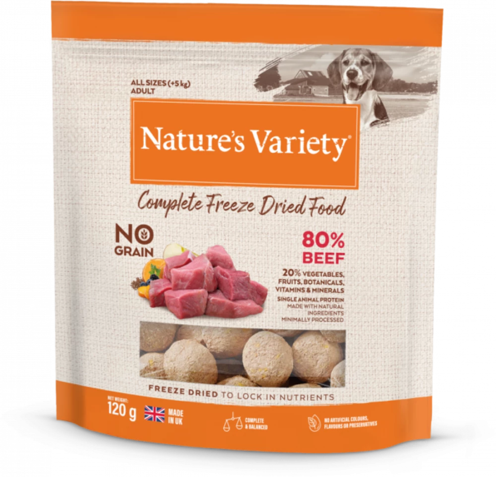 Natures Variety Complete Freeze Dried Dog Food Beef Chunks 120g