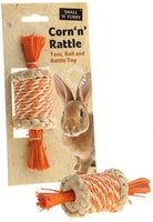 Small 'n' Furry Corn 'n' Rattle Carrot Toss Rabbit Toy 7cm