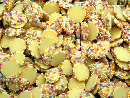 Jazzies Mini White Chocolate Discs With Sprinkles Dog Treats 50g