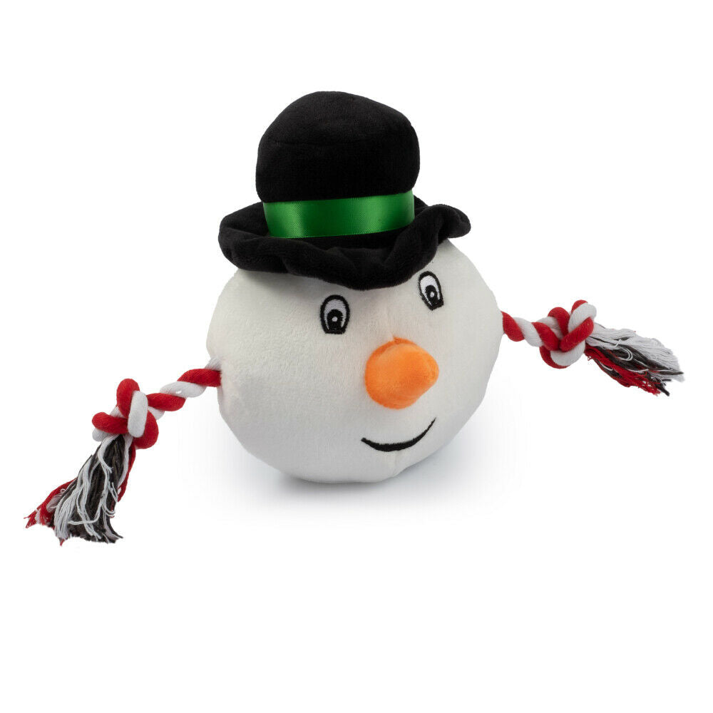 Ancol Snowman On A Rope Christmas Dog Toy