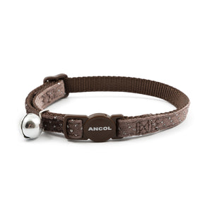 Ancol Velvet Sparkle Safety Cat Collar Coffee, Coffee