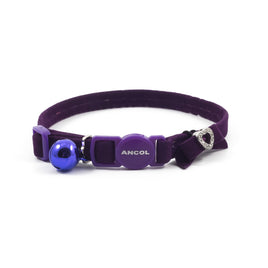 Ancol Velvet Heart Cat Collar Purple