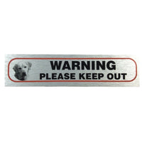 Metallic Style Dog Warning Stickers 17x4cm