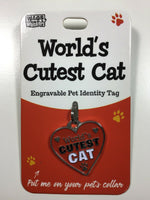 Wags & Whiskers Engravable Cat ID Tag Bag Charm Key Rings Lots Of Variations