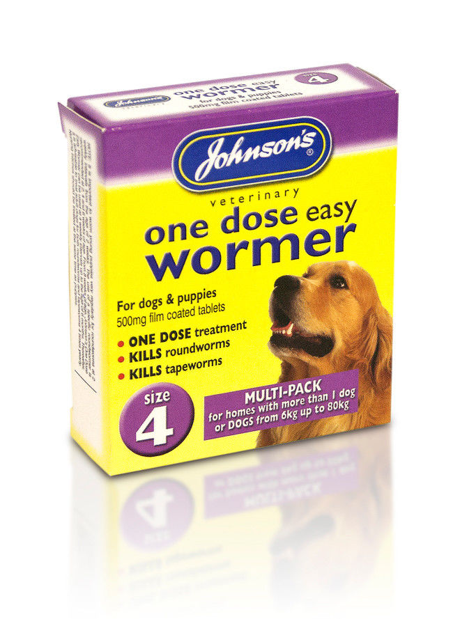 Johnsons One Dose Easy Wormer Dog Worm Worming Tablets Roundworm