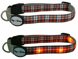 Dog-e-Glow Quality Stylish LED Dog Safety Visibility Collar Plaid Small 20-30cm