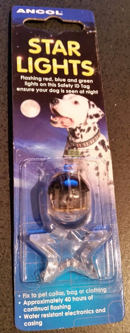 Ancol Flashing Star Dog Collar Safety LED Red, Blue & Green Light