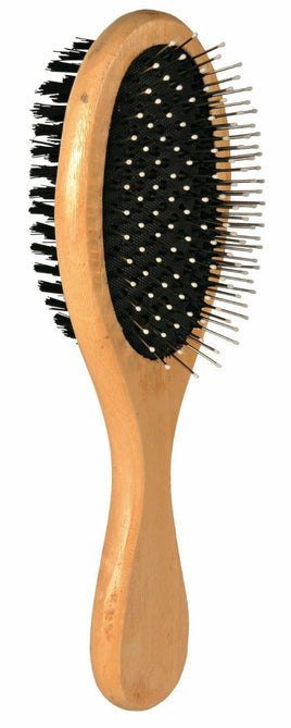 Trixie Wooden Handled Double Sided 2 In 1 Dog Brush 6x23cm