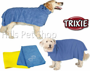 Trixie Dog Drying Coat Bathrobe Towel Easy Dry Ultra Absorbant After Walk Bath Show